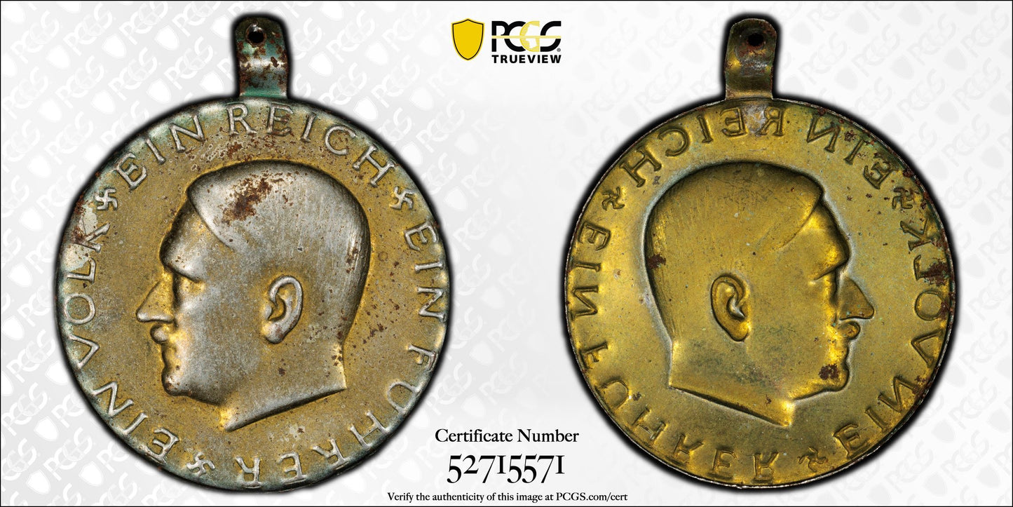 Germany Third Reich 1933–45 Medal C-201 – 28mm Brass-Plated Steel – PCGS Genuine AU Detail – RCG Shield
