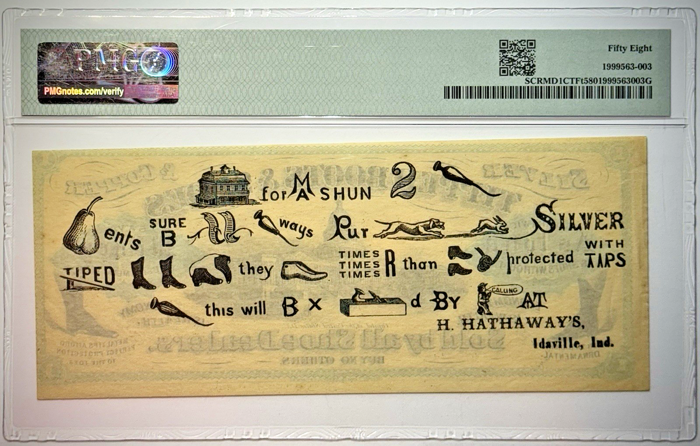 19th Cent MARYLAND, BALTIMORE ADD NOTE "TIPPED BOOTS & SHOES" - PMG CHOICE AU 58