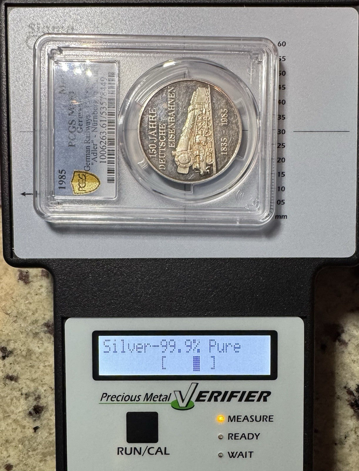 1985 Germany Silver Railway Medal - PCGS MS61 - Adler Nürnberg Fürth