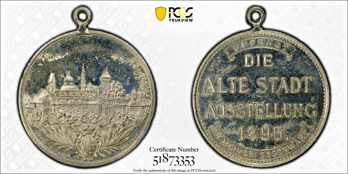 1896 Saxony Dresden Old Town Exhibition Medal - PCGS MS62 - Pop 1 of 1 - Germany