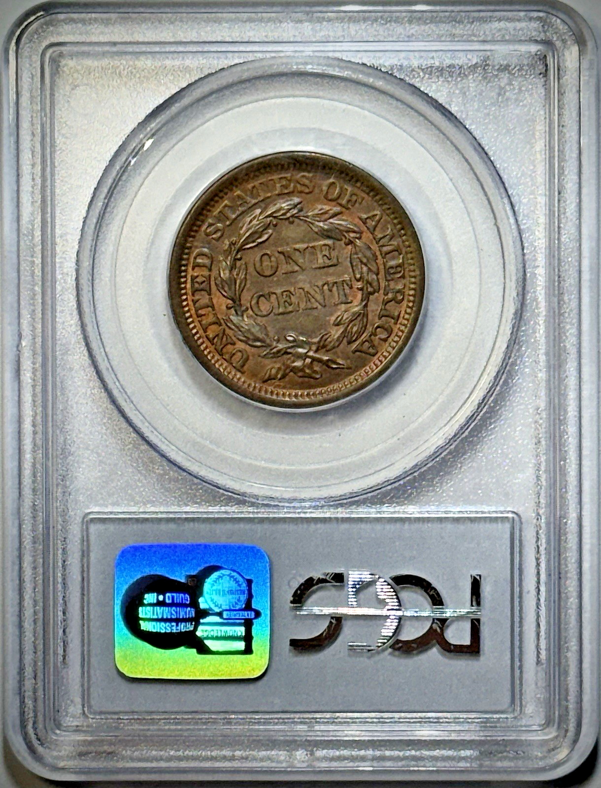 1855 Braided Hair Large Cent 1C – Upright 55 – PCGS MS64 RB – Choice Mint State