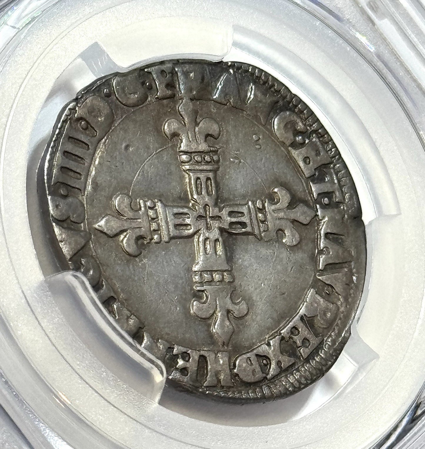 1601 France 1/4 Ecu - PCGS AU50 - Henry IV Silver Hammered Coin Morlaas