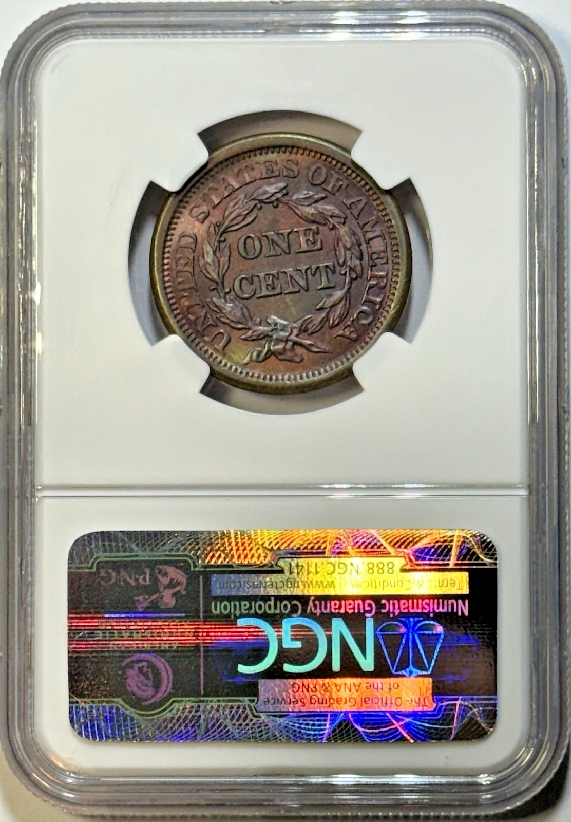 1855 Braided Hair Large Cent 1C – NGC MS 65 RB – True Upright 55 *RARE VARIETY*