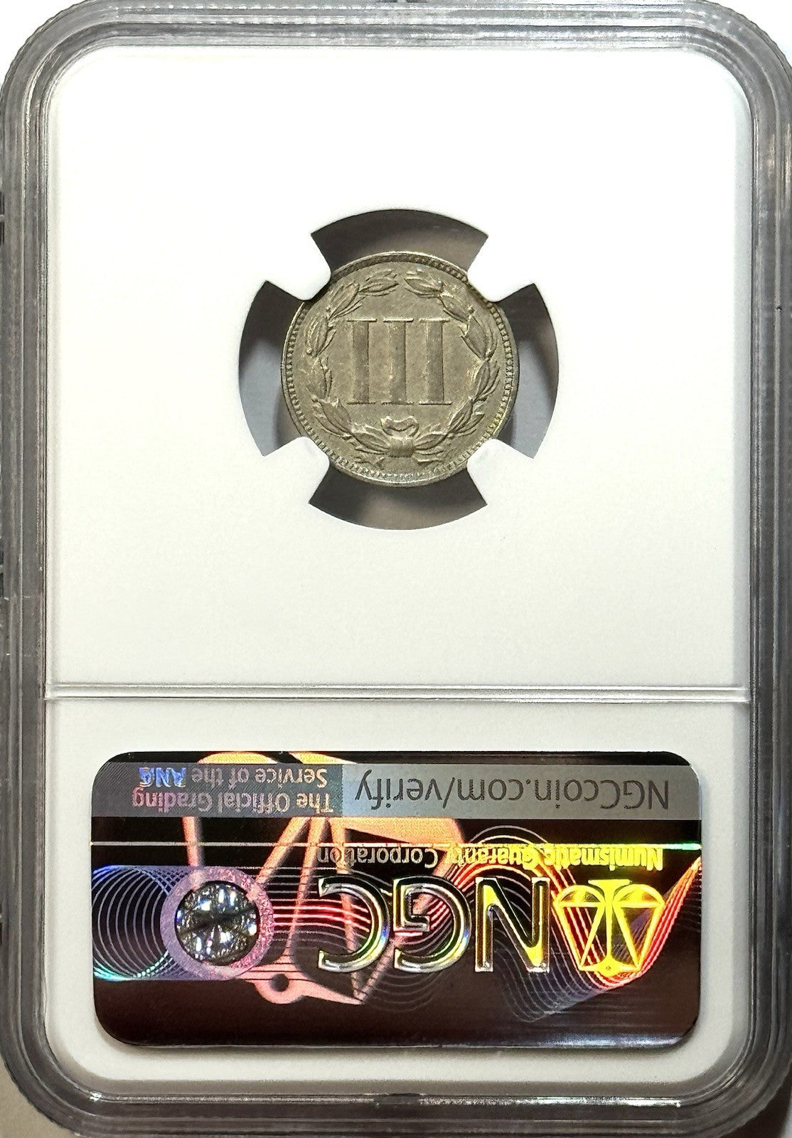 1869 Three Cent Nickel 3CN - NGC AU55 - Scarce Civil War Era Type Coin Choice AU