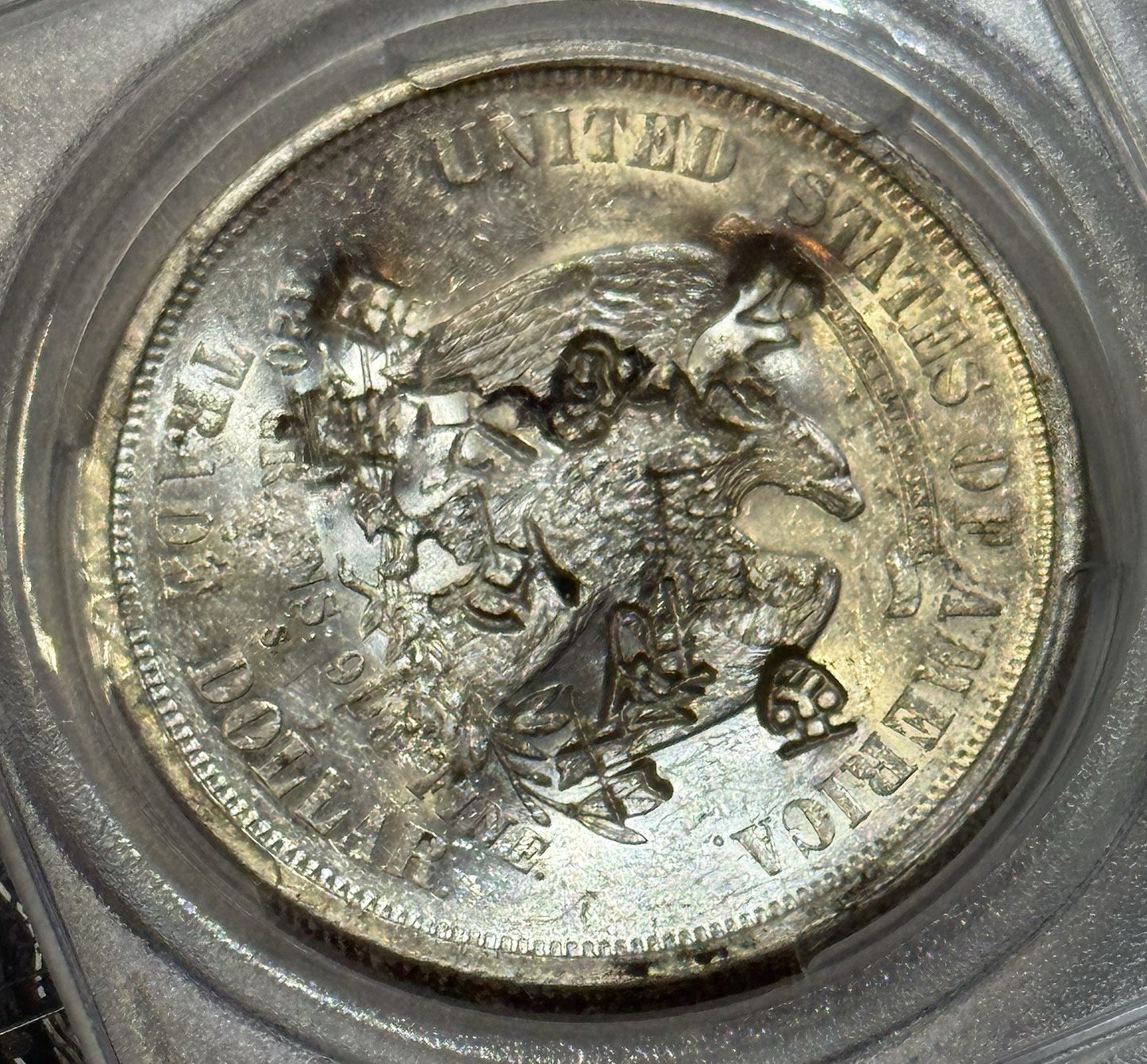1876-S TRADE DOLLAR $1 – AU58 – CHOP-MARKED – HARD MONEY w/History!