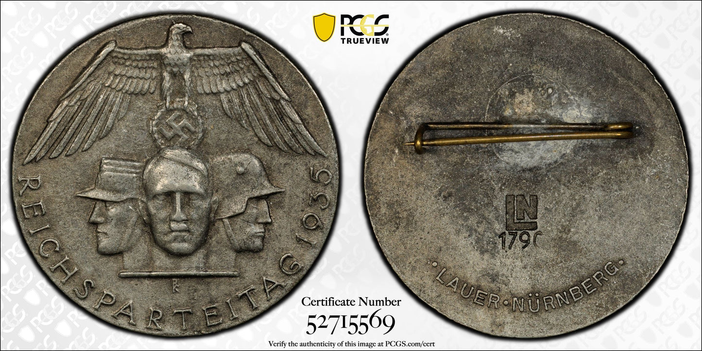 1935 Germany C-214 Nürnberg Medal – PCGS AU58 – Gilt Iron Matte – Certified