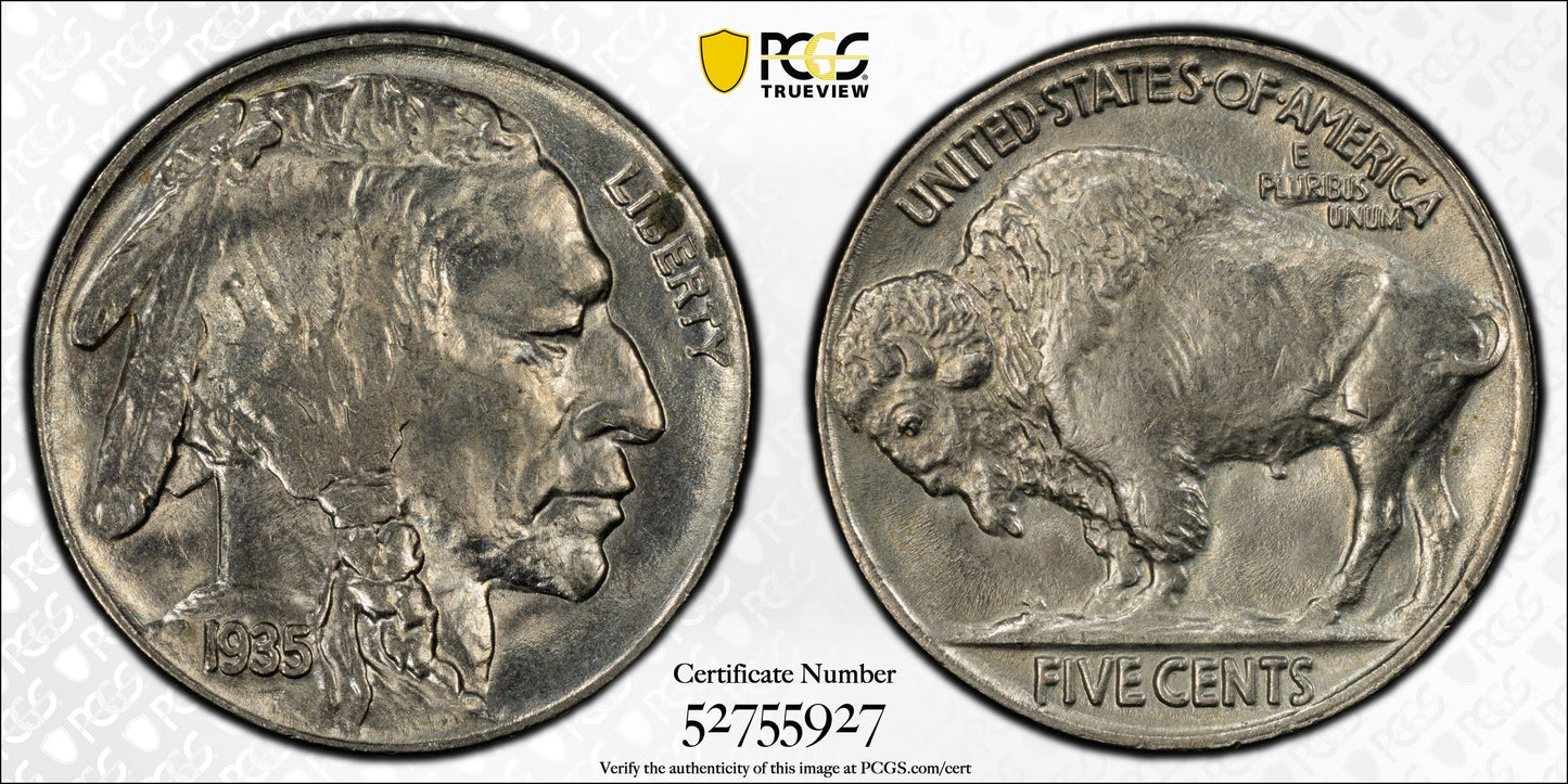 1935 Buffalo Nickel - PCGS MS64 - Gold Shield TrueView Gem BU 5C Nice Luster
