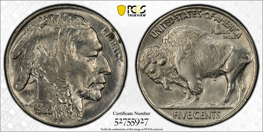 1935 Buffalo Nickel - PCGS MS64 - Gold Shield TrueView Gem BU 5C Nice Luster