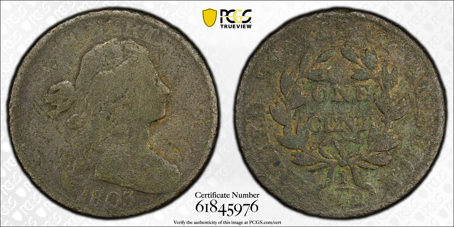 1803 Draped Bust Large Cent - PCGS Genuine AG Details Small Date Large Fraction