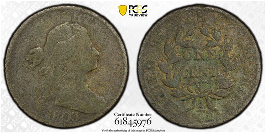 1803 Draped Bust Large Cent - PCGS Genuine AG Details Small Date Large Fraction