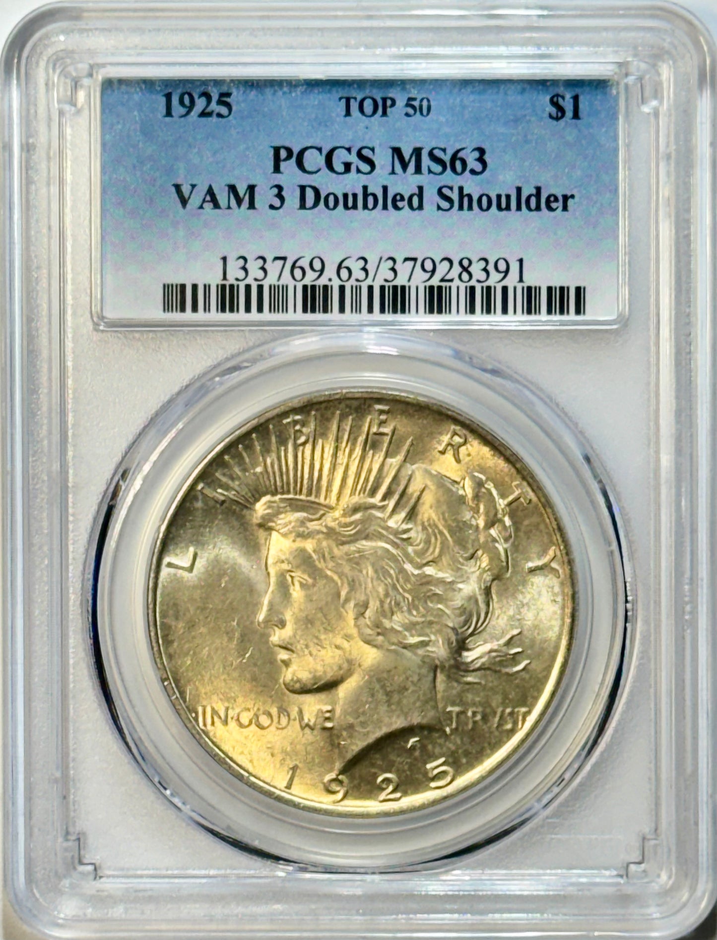 1925 Peace Dollar VAM 3 Doubled Shoulder Top 50 - PCGS MS63 - $1 PQ