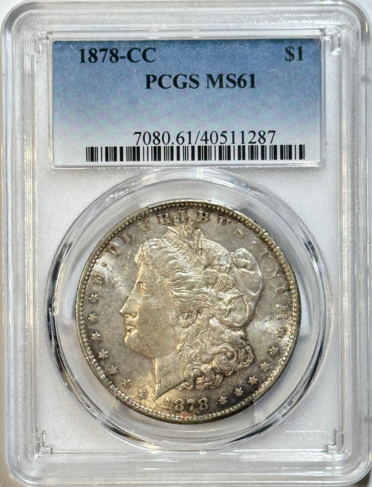 1878-CC Morgan Silver Dollar - PCGS MS61 - Carson City $1 First Year
