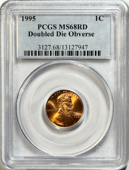 1995 Lincoln Cent - PCGS MS68RD - Doubled Die Obverse DDO Red 1C