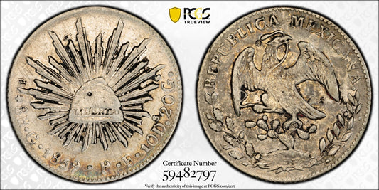1859-Go PF Mexico 8 Reales - PCGS Genuine Chop Mark VF Detail -Guanajuato Silver