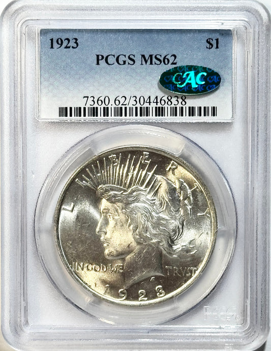 1923 Peace Dollar - PCGS MS62 - Legacy CAC Silver $1 Philadelphia