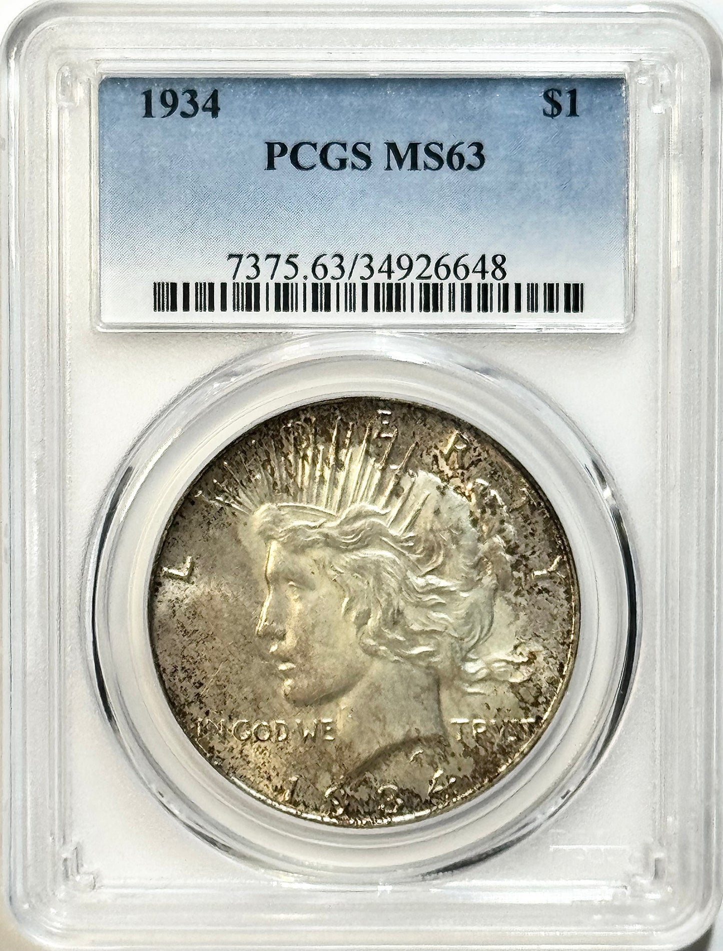 1934 Peace Dollar - PCGS MS63 - Silver $1 Better Date Philadelphia