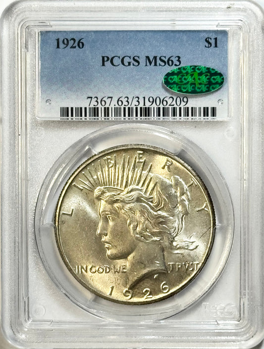 1926 Peace Dollar - PCGS MS63 Legacy CAC - Classically Toned U.S. Silver $1