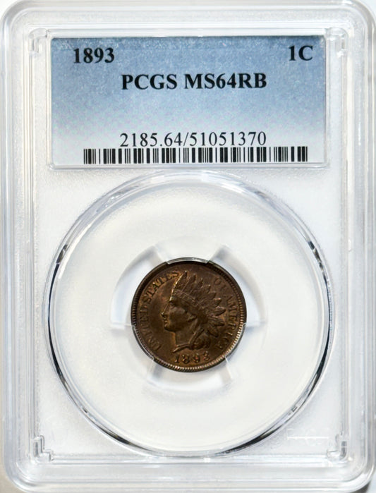 1893 Indian Head Cent - PCGS MS64RB - 1C Red Brown Philadelphia Copper Nickel