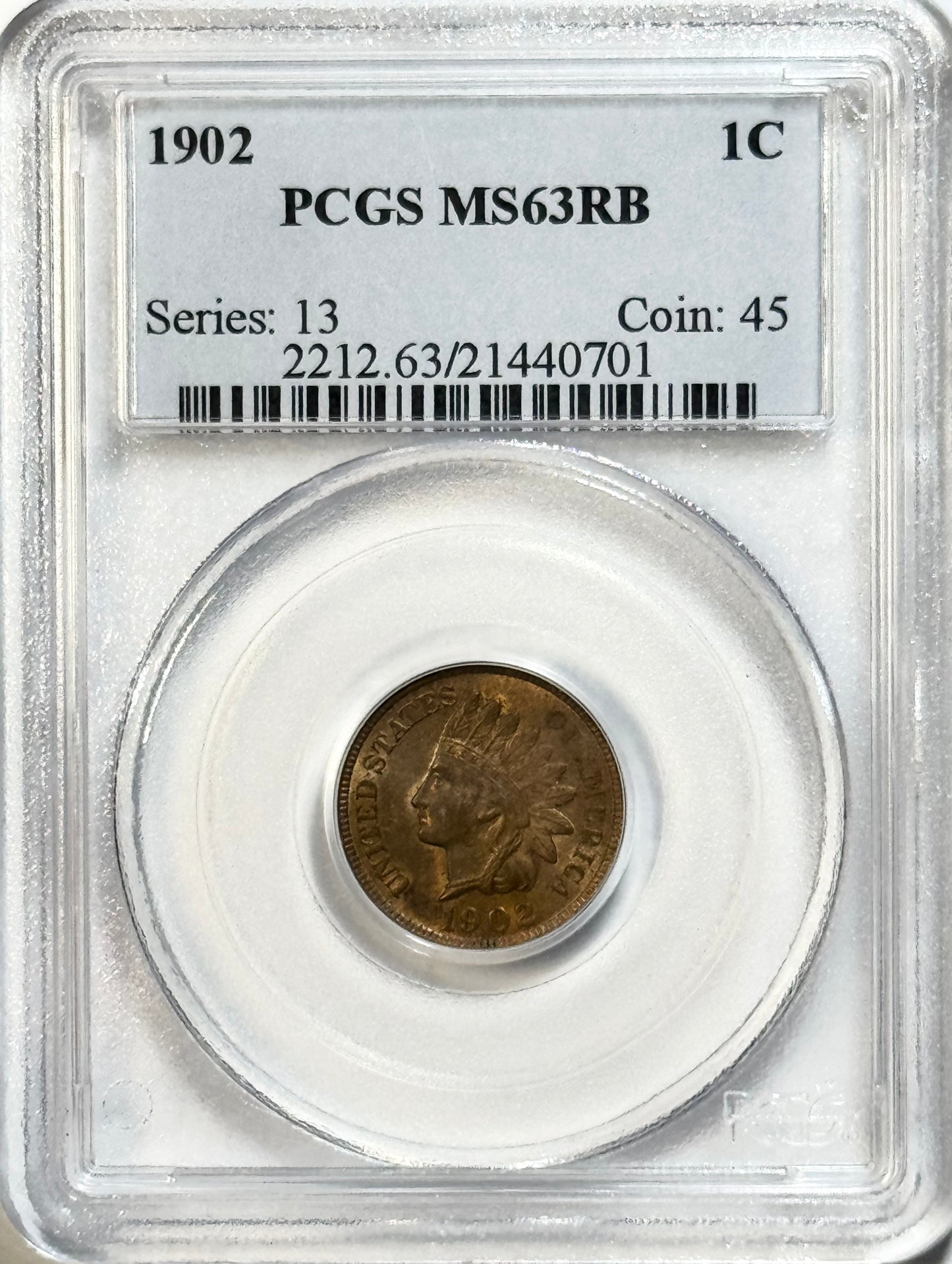 1902 Indian Head Cent - PCGS MS63RB - 1C Red Brown Philadelphia Copper Bronze