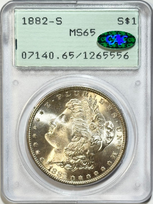 1882-S Morgan Silver Dollar - PCGS MS65 Rattler Legacy CAC - $1 San Francisco