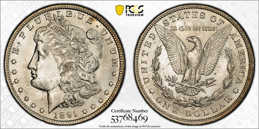 1891-O Morgan Silver Dollar - PCGS MS61 - Silver New Orleans Mint TrueView