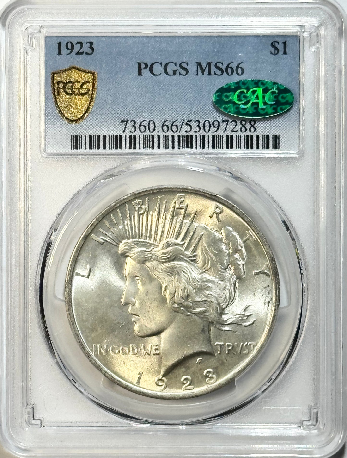 1923 Peace Silver Dollar - PCGS MS66 CAC - 90% Silver Superb Philadelphia Gem