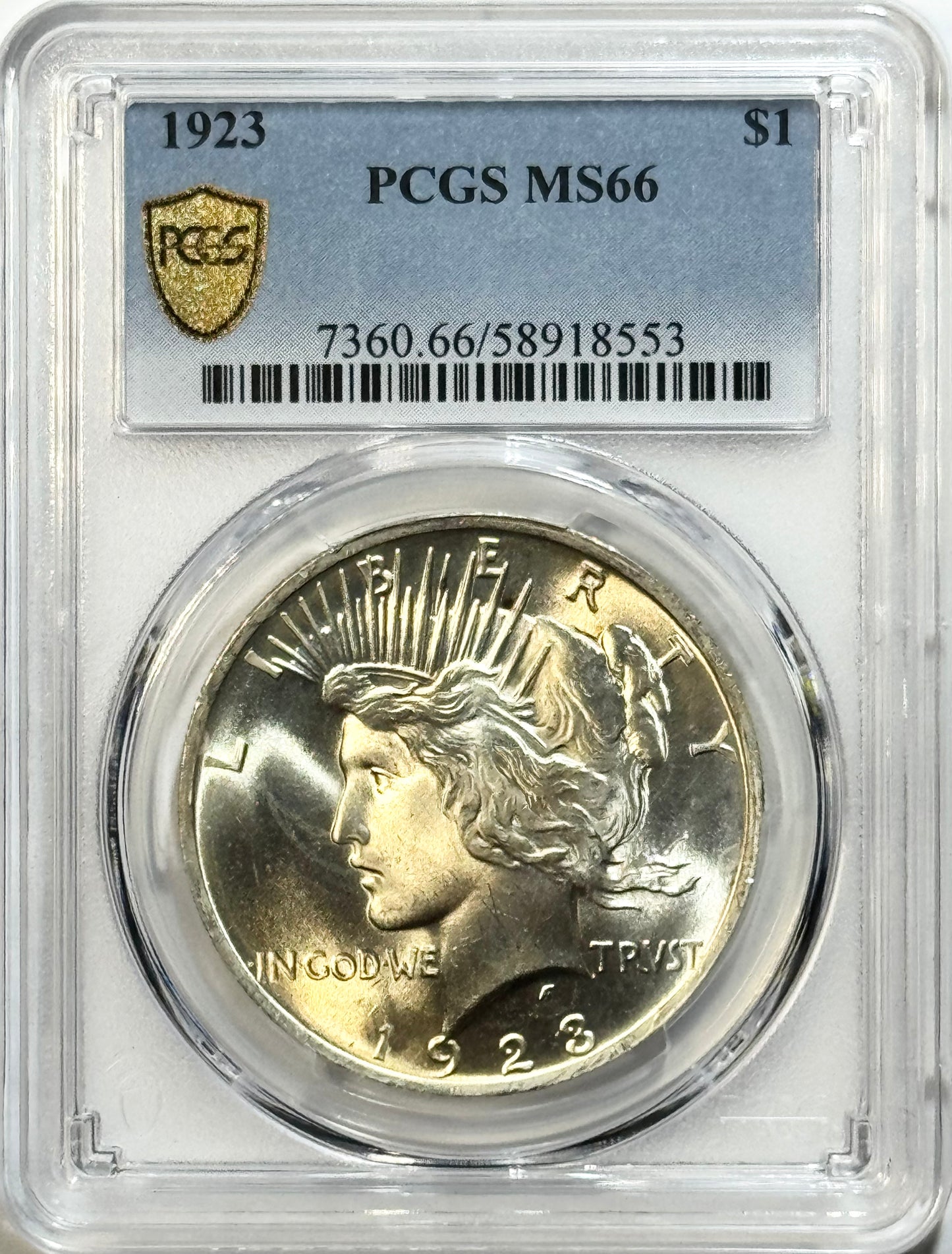 1923 Peace Silver Dollar - PCGS MS66 - 90% Silver Philadelphia True View