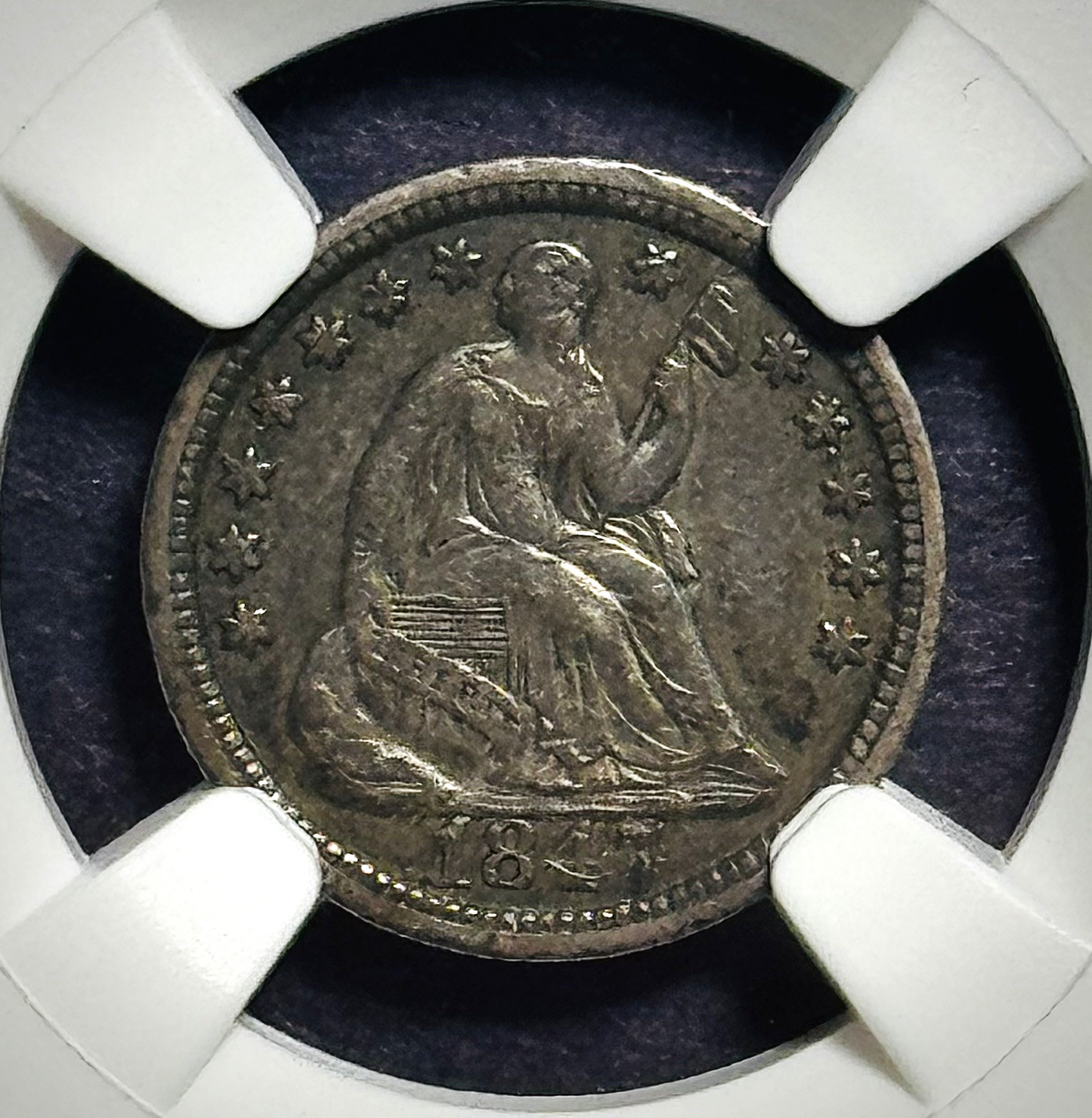 1847 Seated Liberty Half Dime- NGC XF‑45- Beautiful Original Surfaces w/Toning!