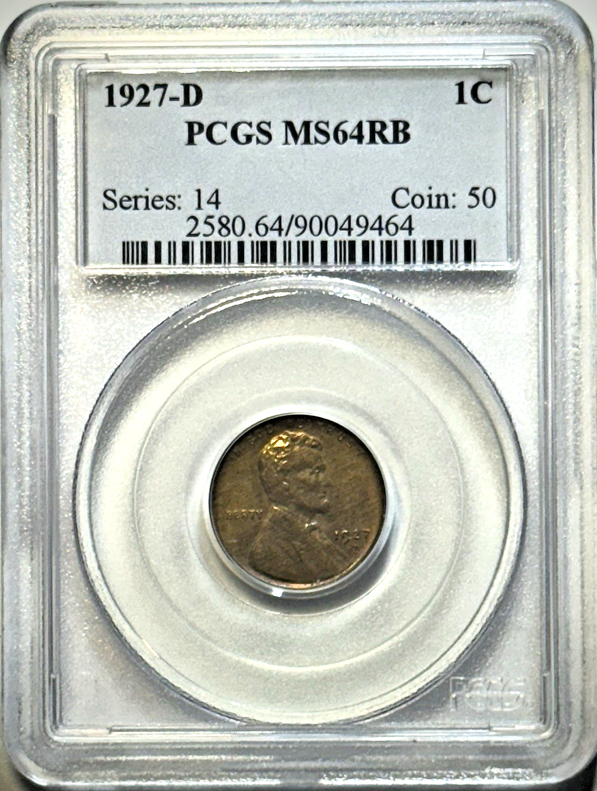 1927-D Lincoln Wheat Cent PCGS MS64 RB | Choice Red/Brown | Original Luster