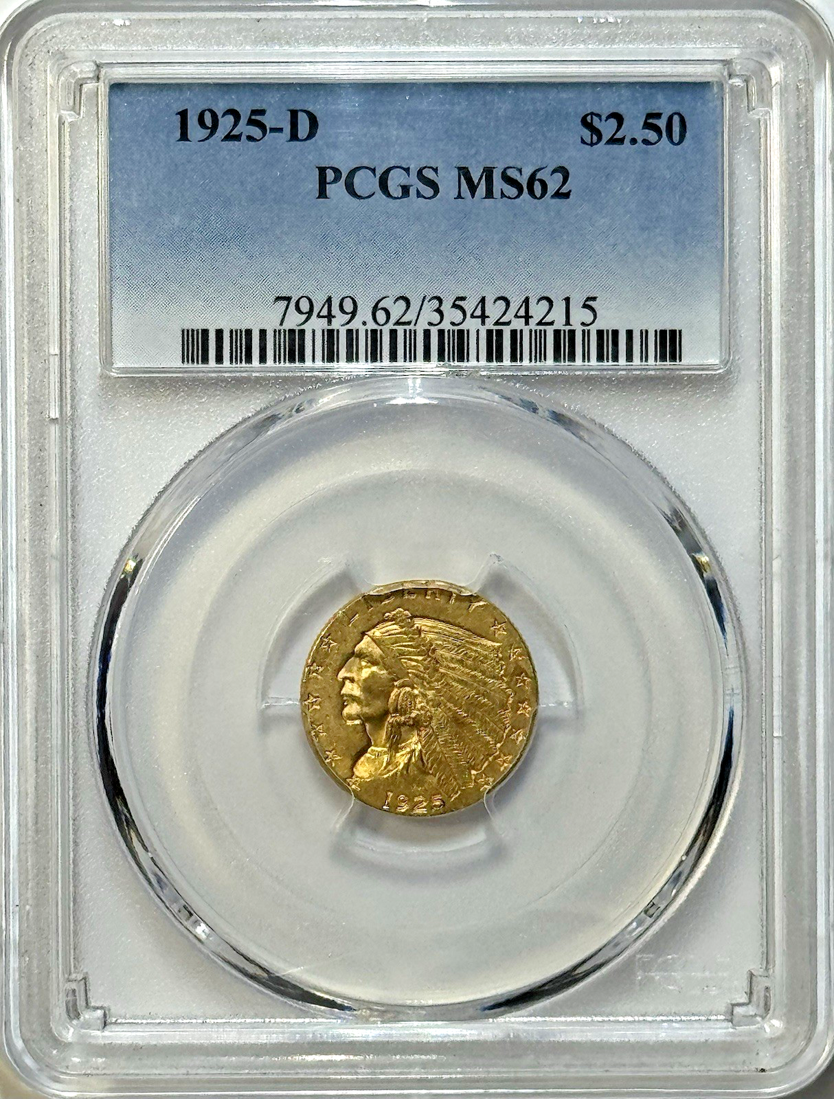 1925-D $2.50 Indian Gold PCGS MS62 — Pre-33 Quarter Eagle
