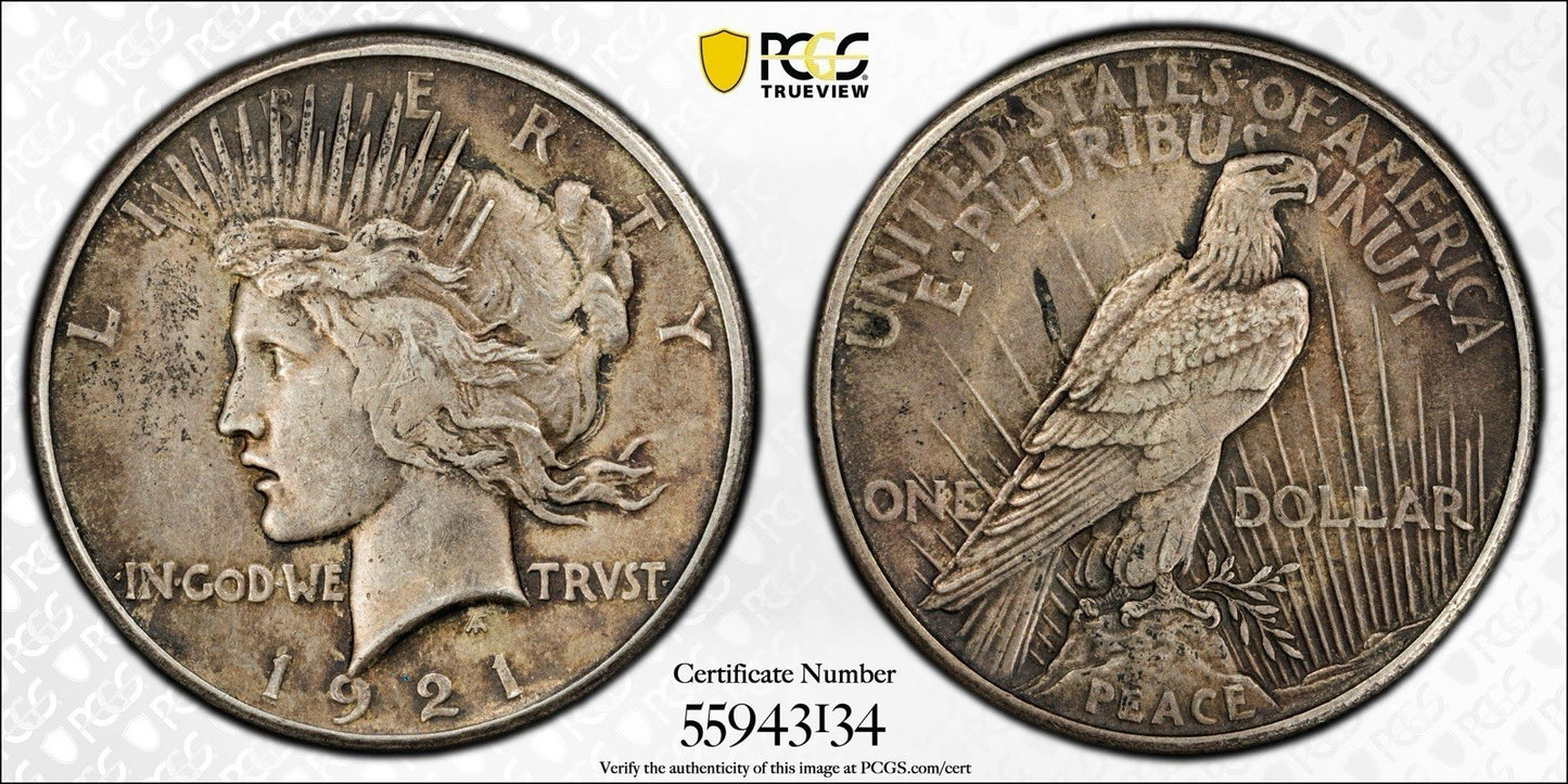 1921 Peace Dollar High Relief - PCGS AU55 - Unique Premium Original Surfaces!