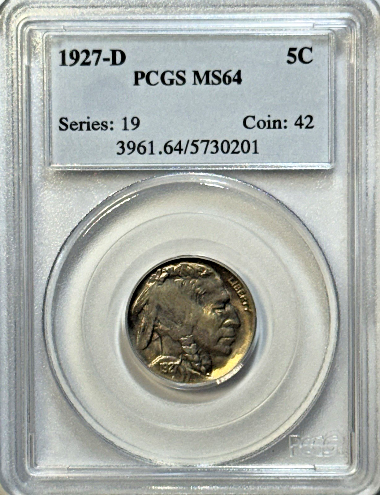 1927-D Buffalo Nickel • PCGS MS64 • Strong Detail • Tough Denver Mint!