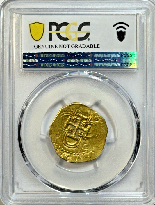 1590-B 2 Escudos RARE Gold — Seville Mint | Philip II | PCGS Genuine AU Details