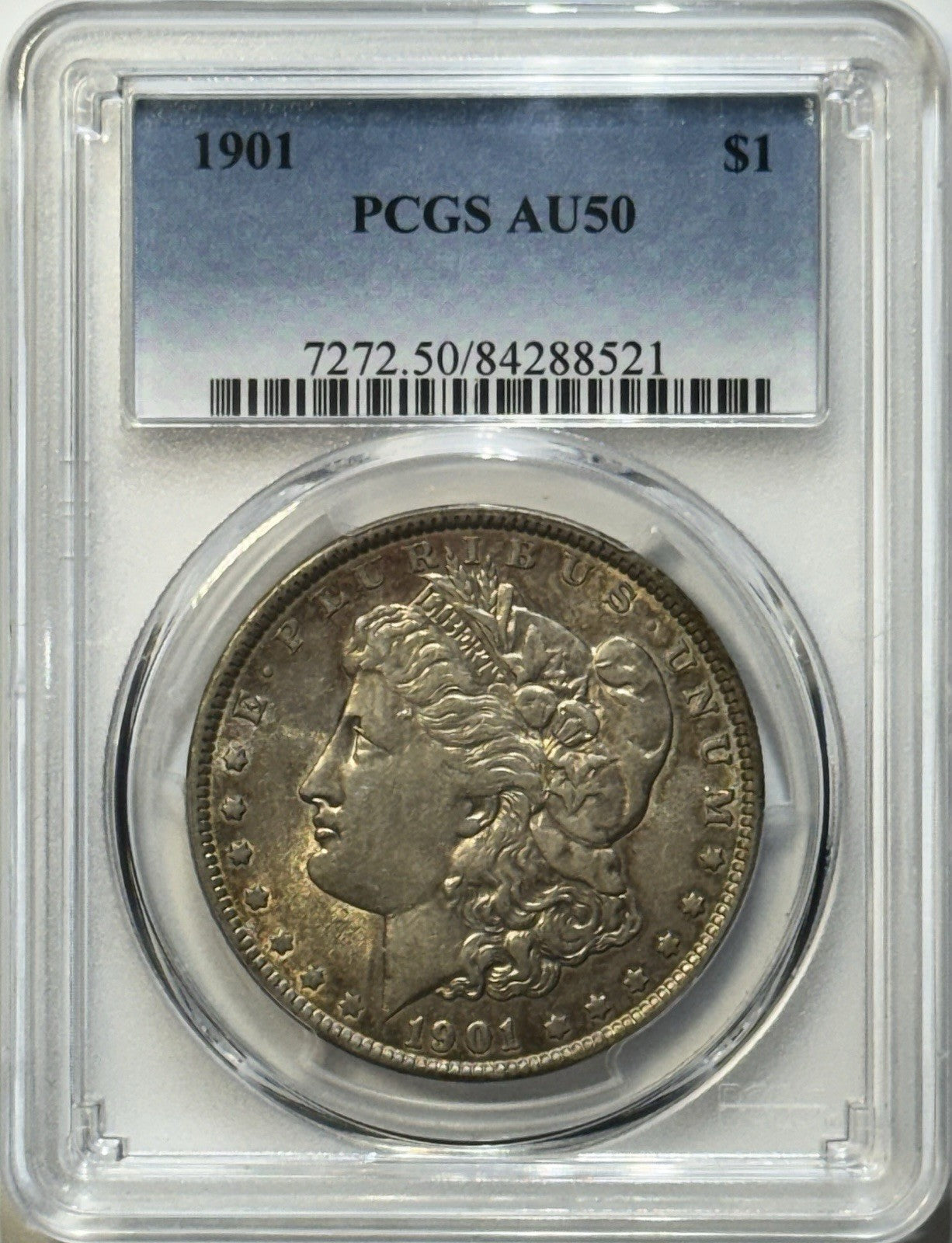1901 Morgan Silver Dollar $1 – PCGS AU50 – KEY DATE - TONED