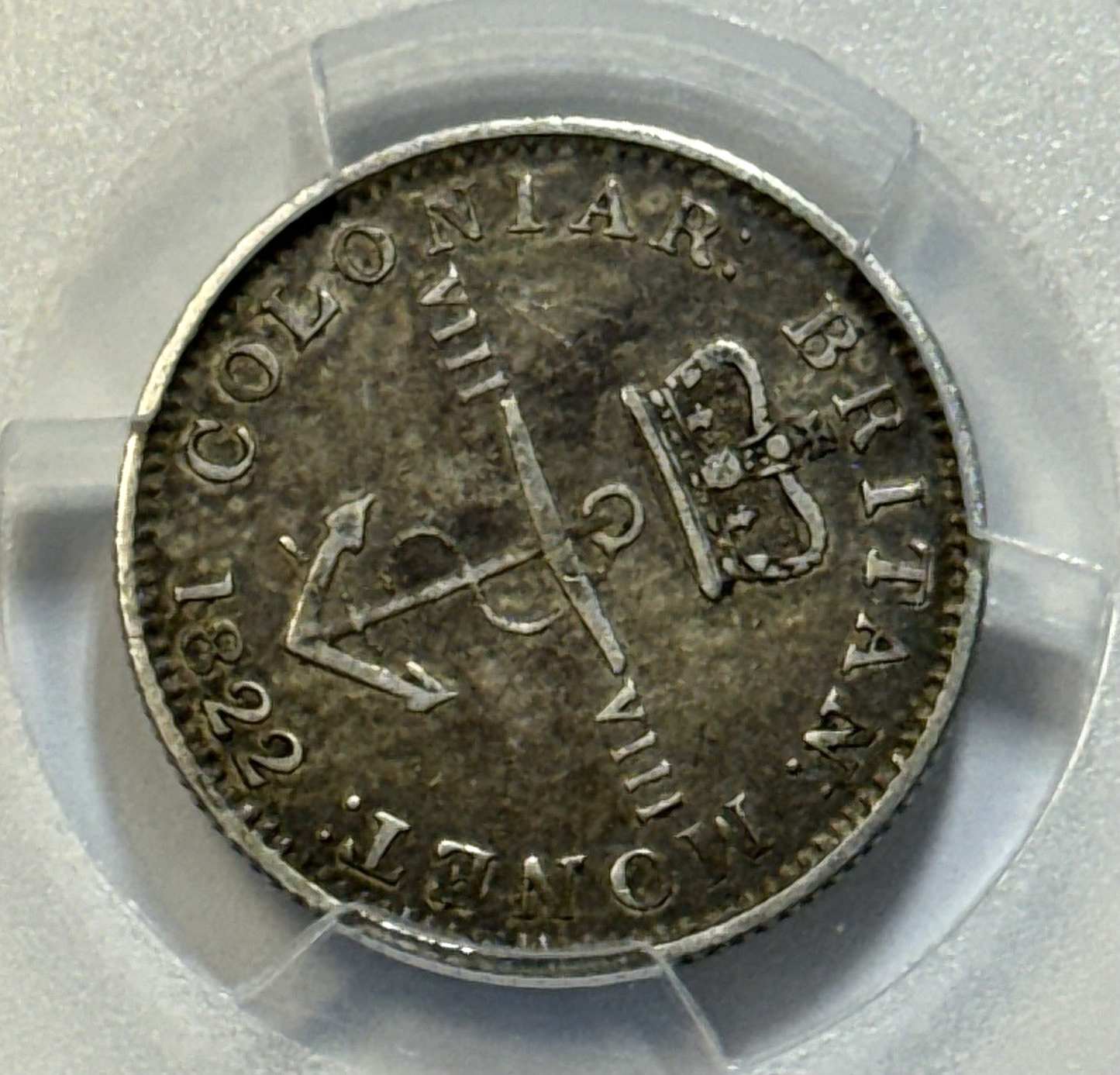 1822 British West Indies 1/8 Dollar PCGS VF35 — Toned Colonial Silver — Scarce!
