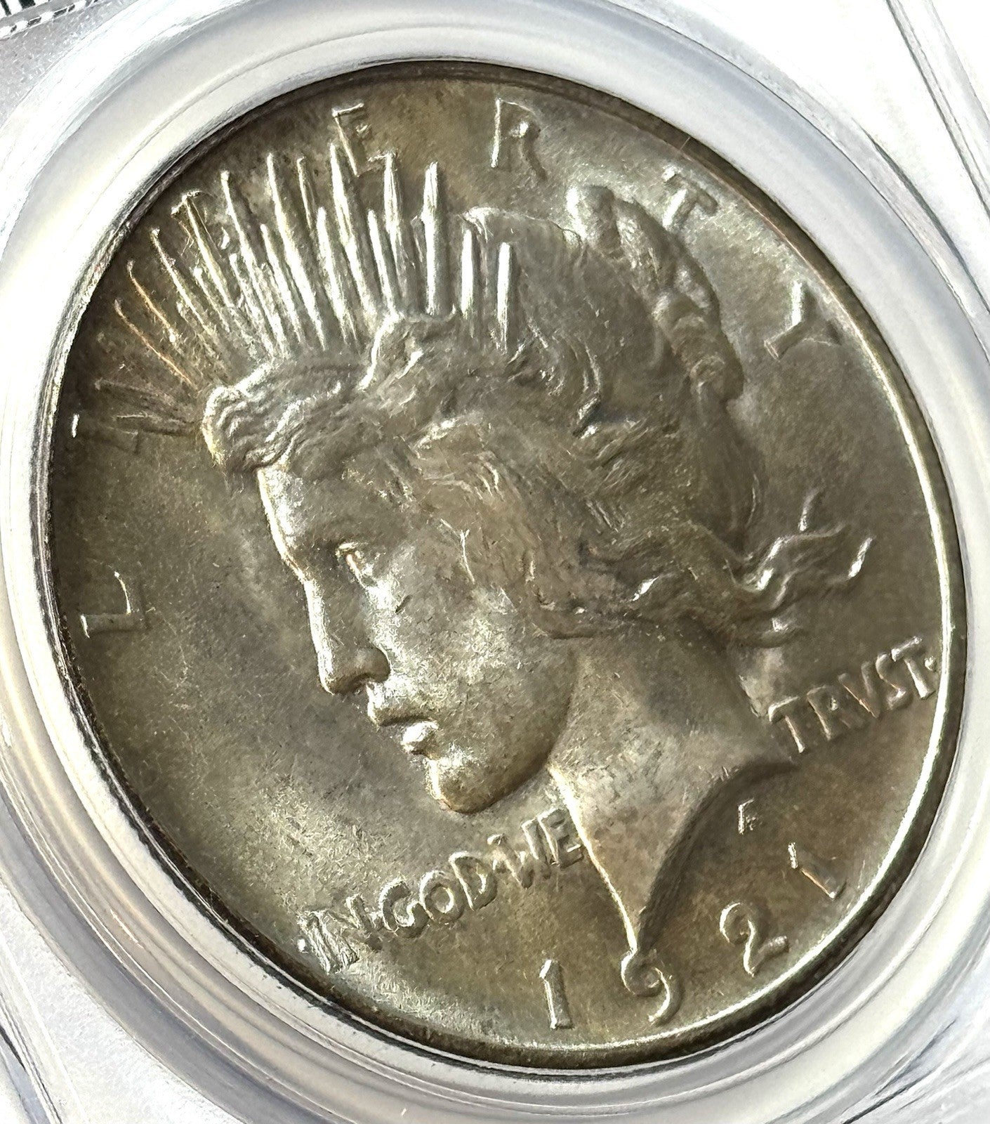 1921 High Relief Peace Dollar - PCGS MS65+ CAC - Beautiful Light Golden Toning