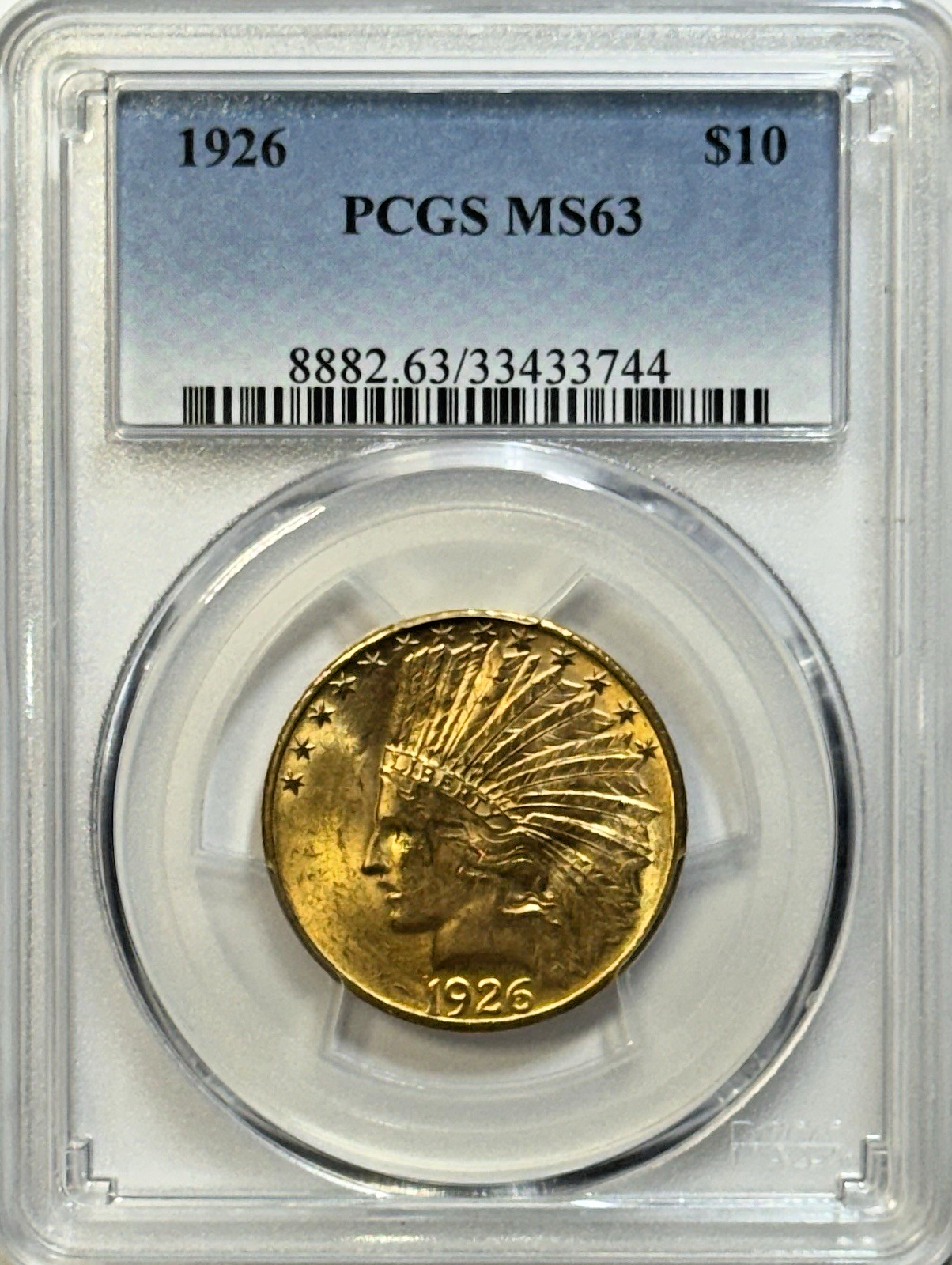 1926 $10 Indian Head Gold – PCGS MS63 – Lustrous Pre-33 Heater!