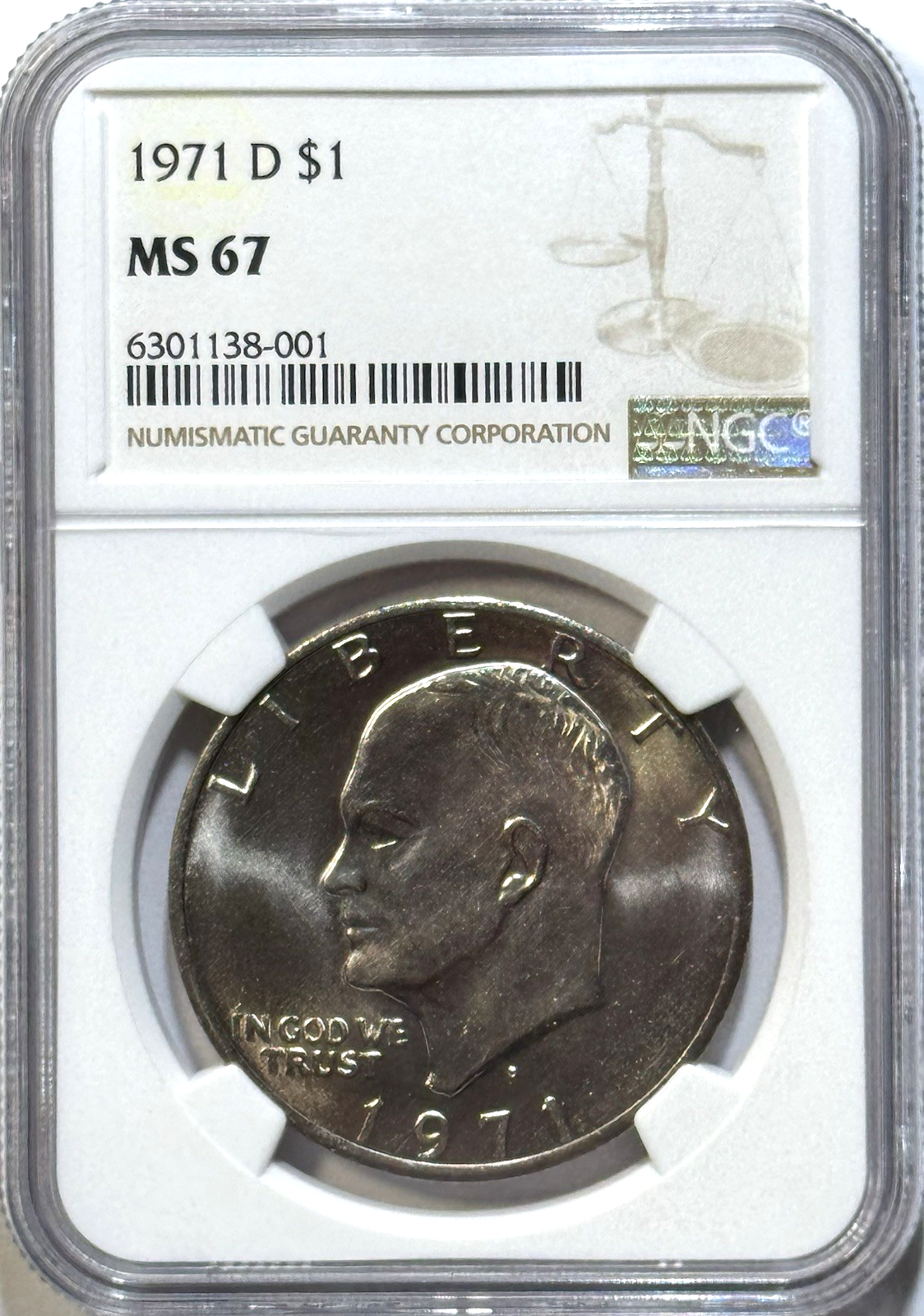 1971-D Eisenhower Dollar $1 – NGC MS67 – High-Grade Clad Ike – Sharp Strike!