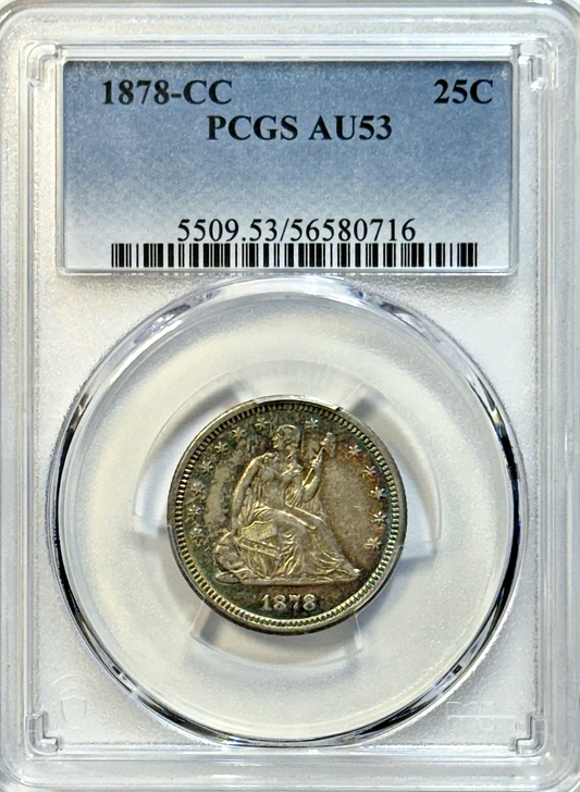 1878-CC Seated Liberty Quarter- PCGS AU53- Old West Carson City Better Date 25C!