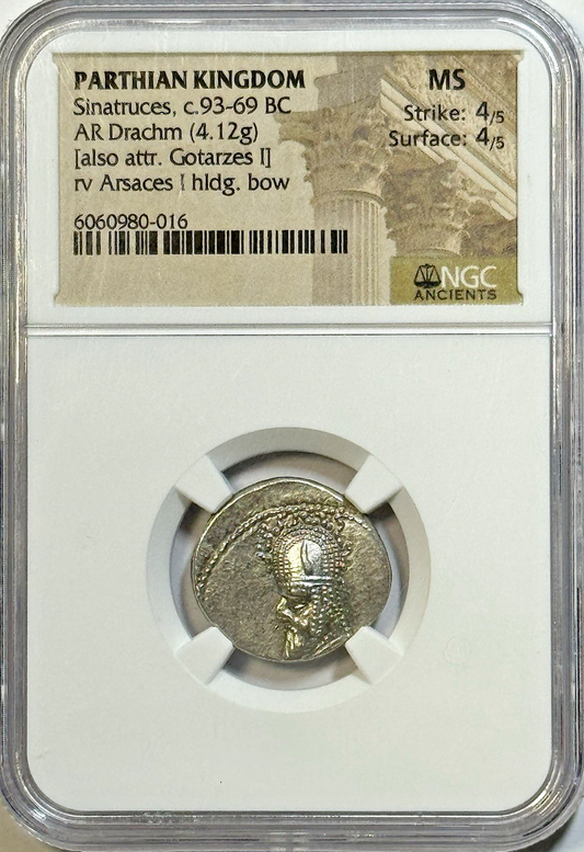 Sinatruces c.93–69 BC Parthian Kingdom AR Drachm | MS | Strike 4/5 Surface 4/5