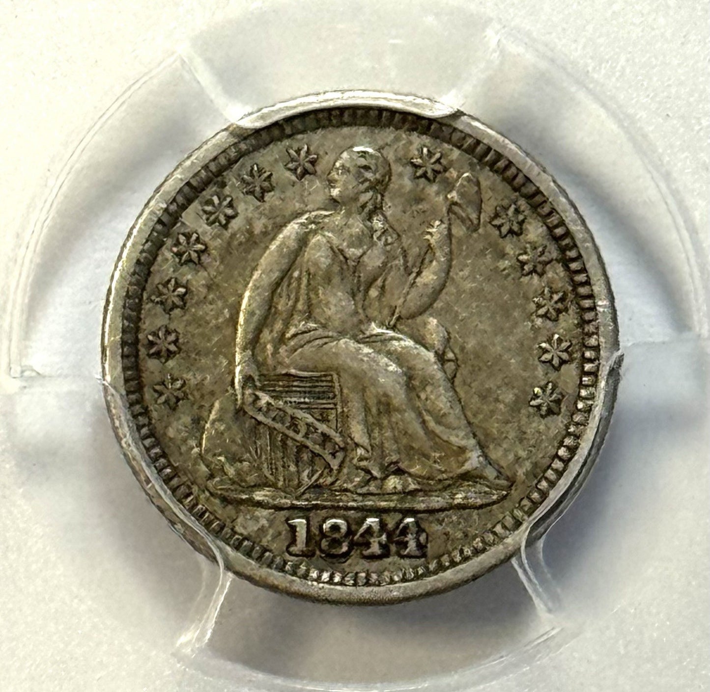 1844 No Arrows Seated Liberty Half Dime - PCGS XF45 Gold Shield - FS-301 RPD