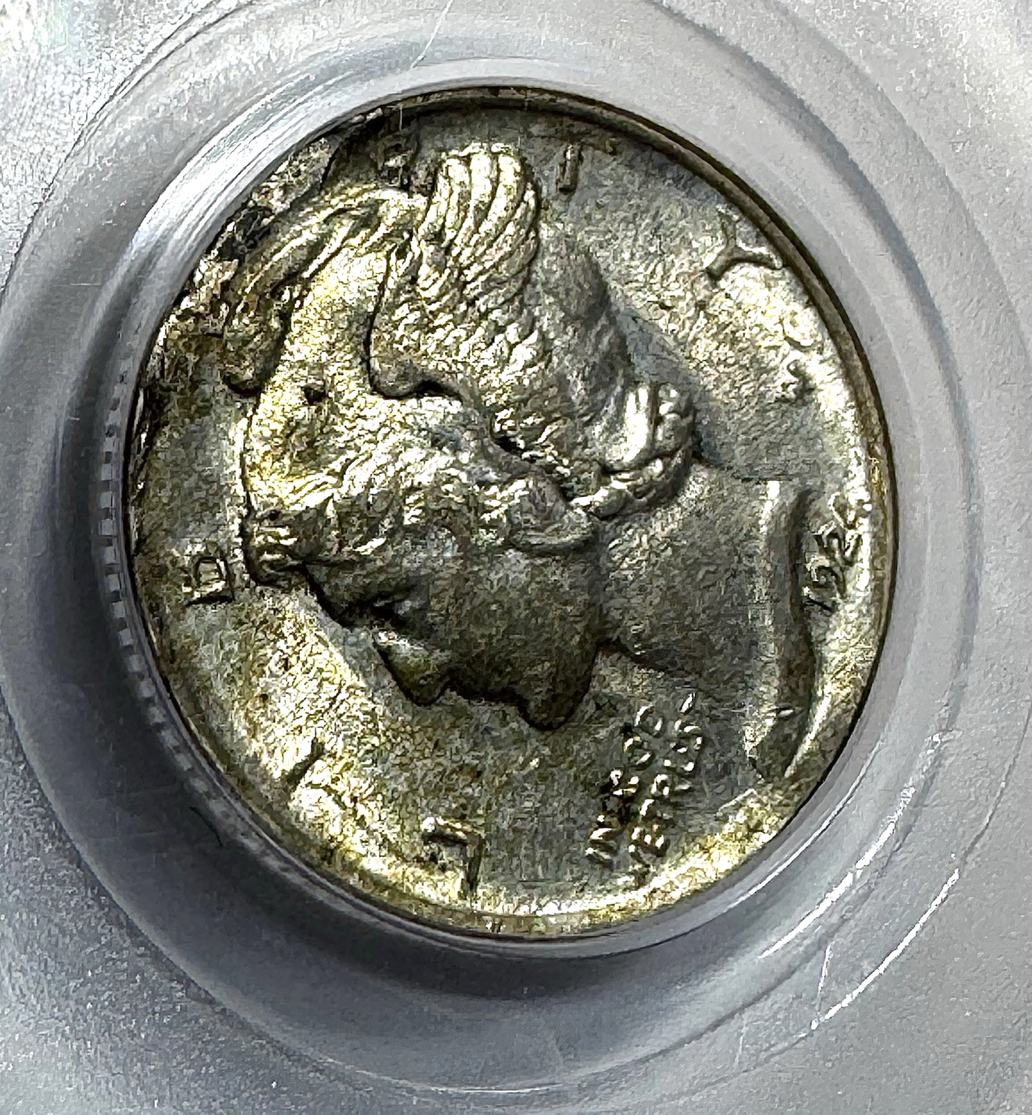 1924 Mercury Dime - PCGS AU58 - 3% End Of Strip Clip Mint Error 10C
