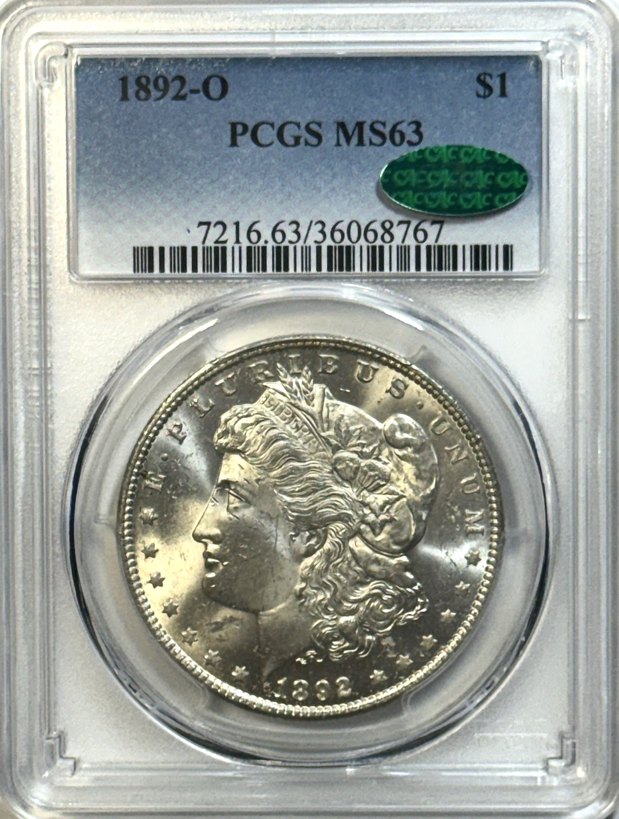 1892-O Morgan Silver Dollar PCGS MS63 CAC | Original Luster | Premium O-Mint!