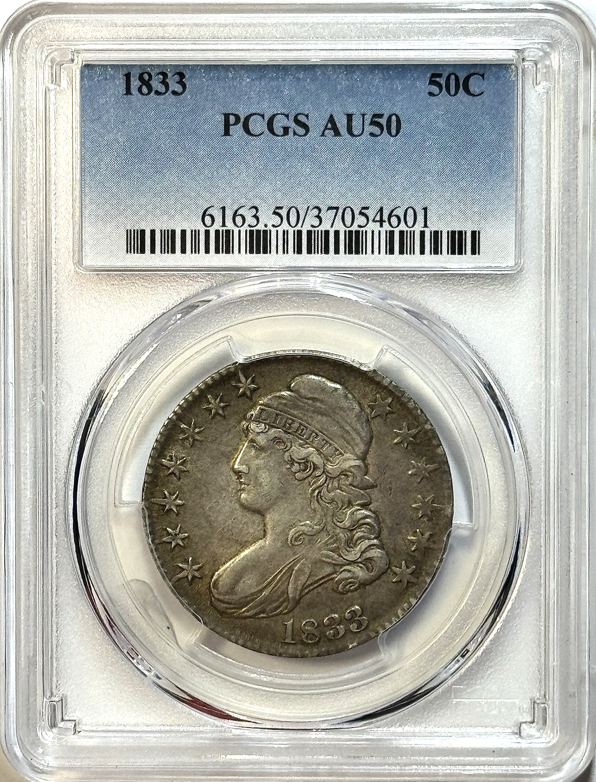 1833 Capped Bust Half Dollar - PCGS AU50 - Nice Choice AU Early U.S. Silver 50C!