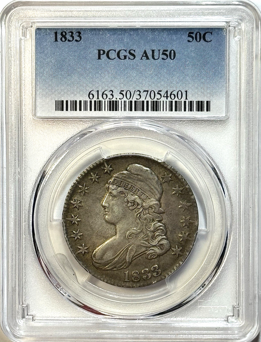 1833 Capped Bust Half Dollar - PCGS AU50 - Nice Choice AU Early U.S. Silver 50C!