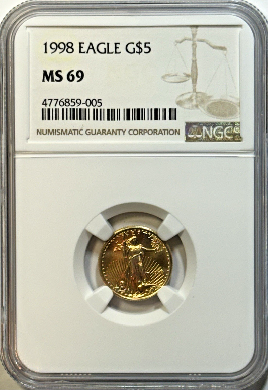 1998 $5 Gold Eagle – NGC MS69 – Choice Pre-2000 U.S. Bullion