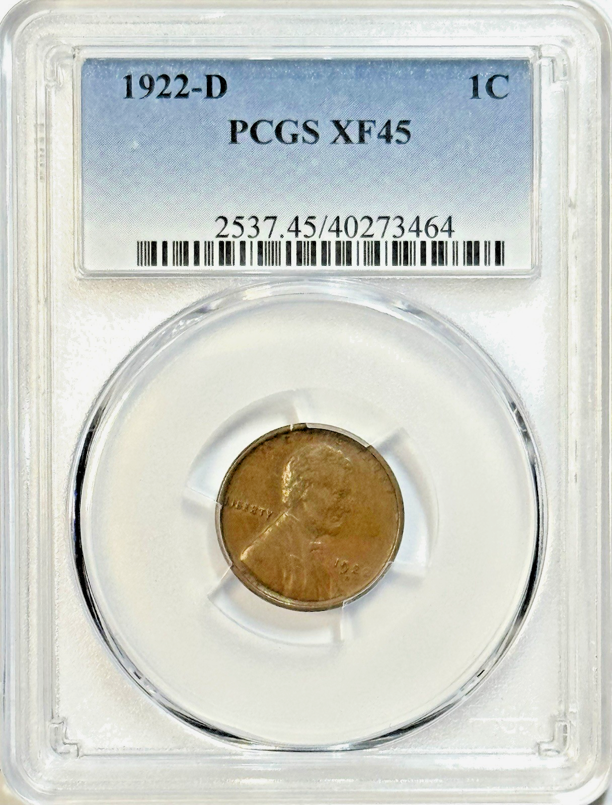 1922-D Lincoln Wheat Cent PCGS XF45 Better Date Copper Penny 1C Certified Coin