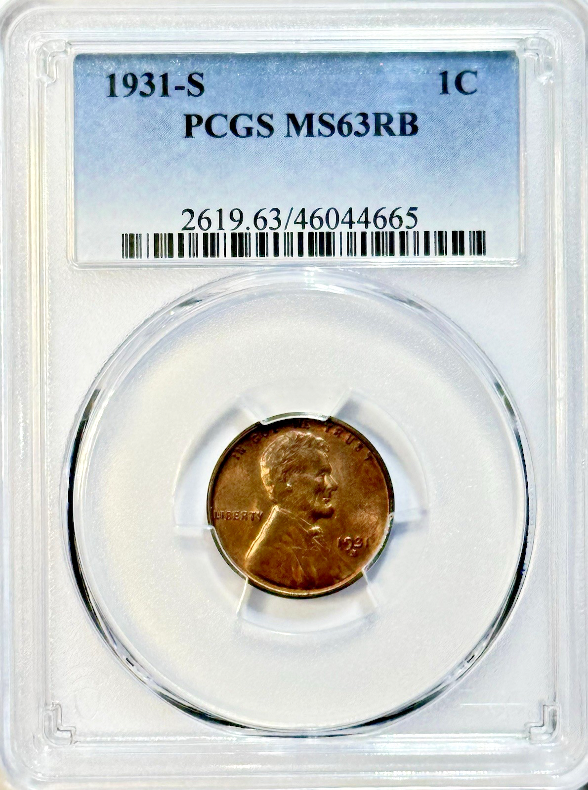 1931-S Lincoln Wheat Cent - PCGS MS63RB - Key Date Mint State Red Brown 1C PQ
