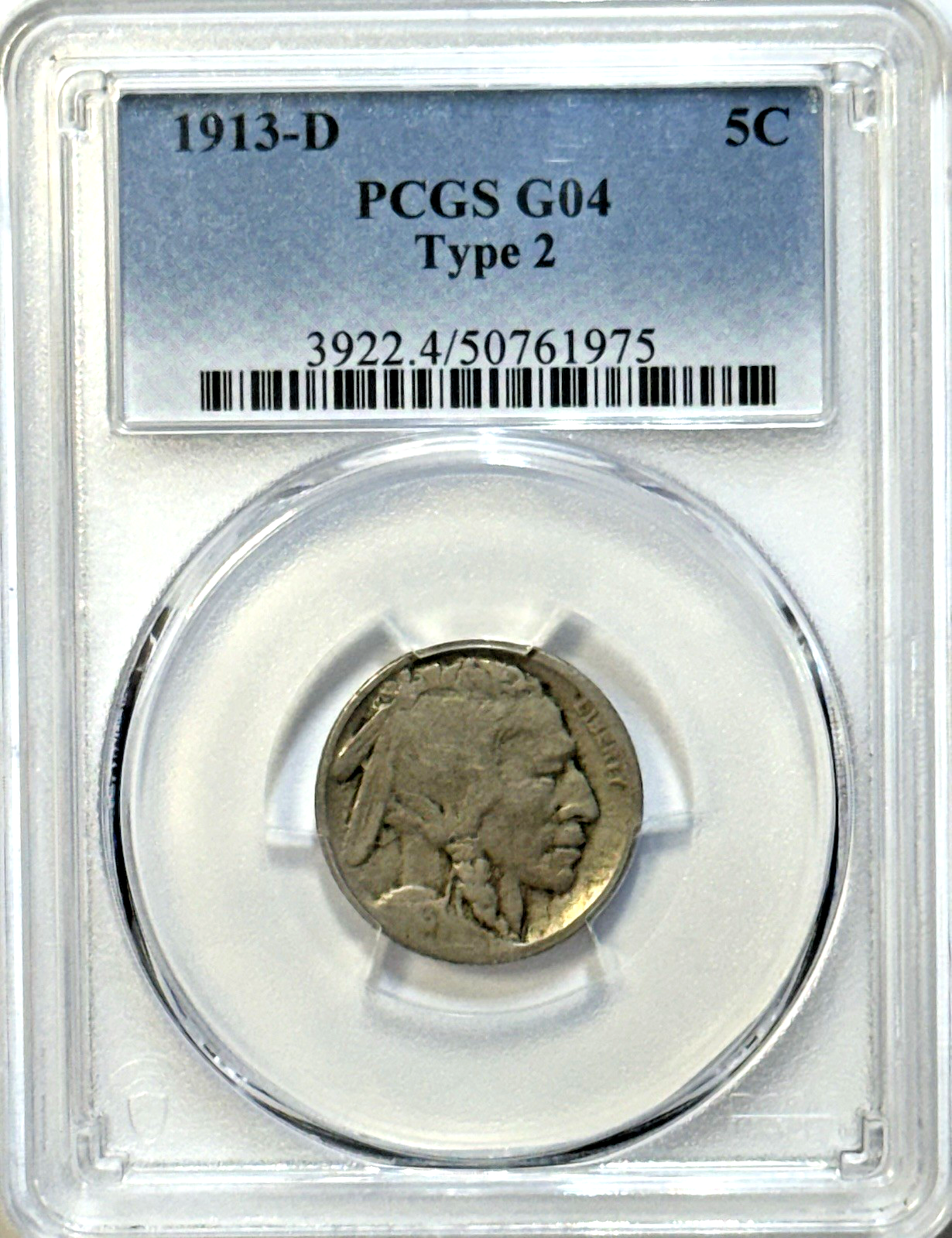 1913-D Type 2 Buffalo Nickel - PCGS G04 - Better Date 5C Tough Early Issue