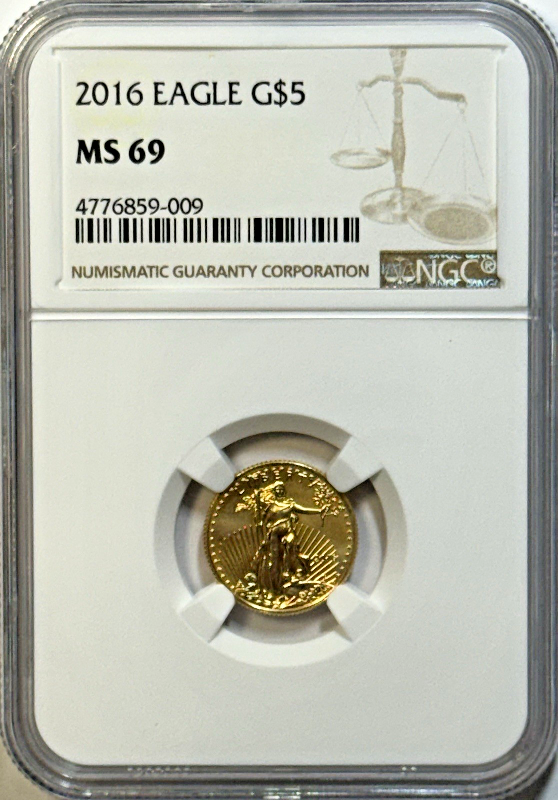 2016 $5 Gold Eagle – NGC MS69 – Choice Modern Certified Bullion